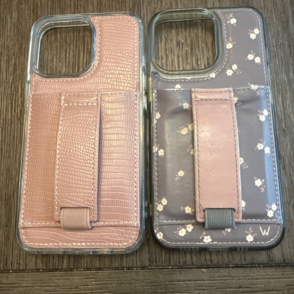 Lot of 2 Walli Cases for iPhone 13 Pro 1 Pink Python and 1 Full Bloom EUC - Picture 1 of 4